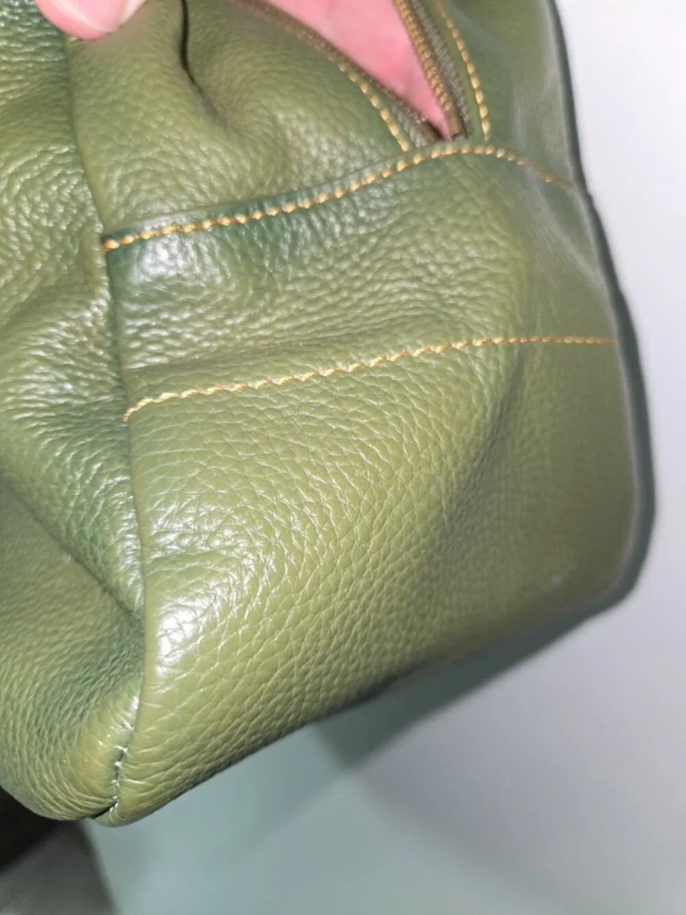 Sharif Olive Green Pebbled Satchel Handbag Crossbody Multi Pocket
